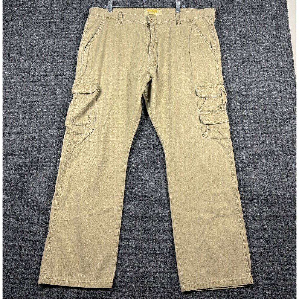 Wrangler Cargo Pants Mens 42x30 Khaki Tan Cotton Twill Utility Workwear 70BRWS7
